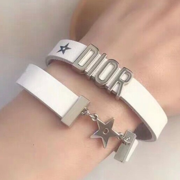 Dior Jewelry - DIOR BRACELET Star Double Wrap Calfskin Leather White & Silver NEW in BOX
